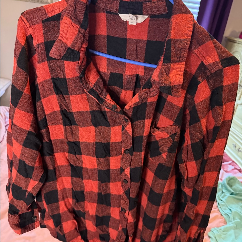 Terra & Sky Red and Black Checkered Shirt